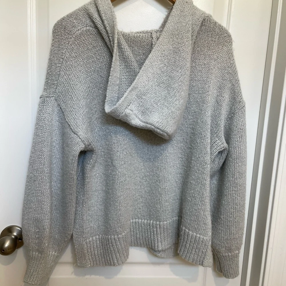 Metallic Silver Hoodie Sweater.